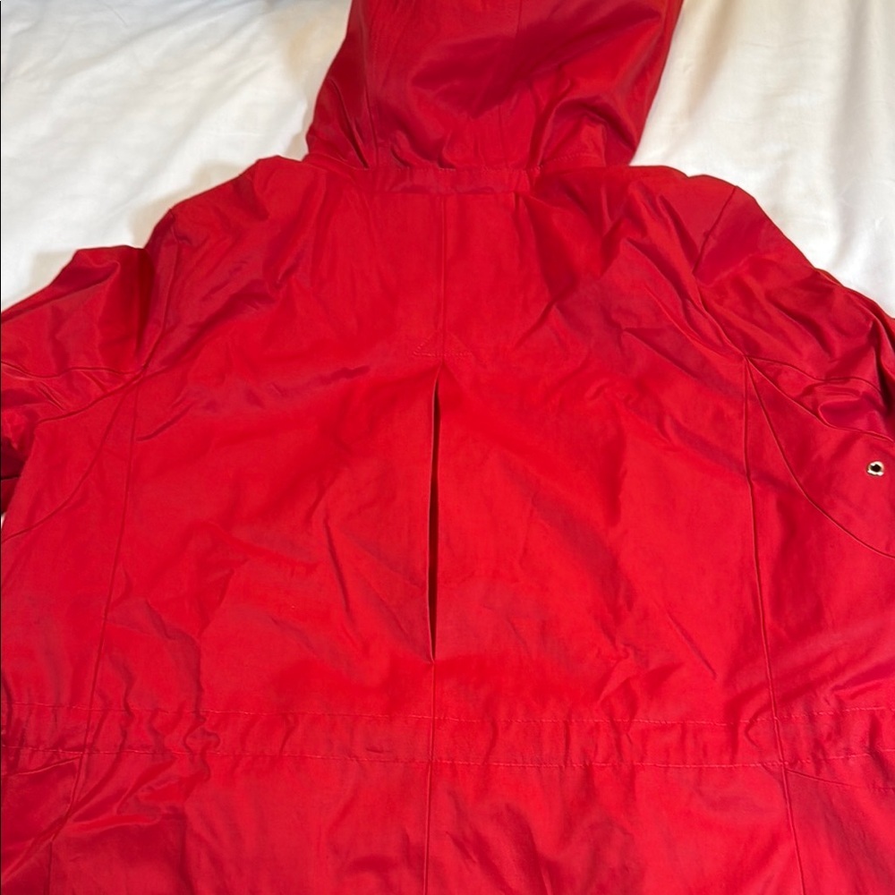Cole Haan Red Rain Jacket Hip-Length with Removable Hood - Picture 13 of 14
